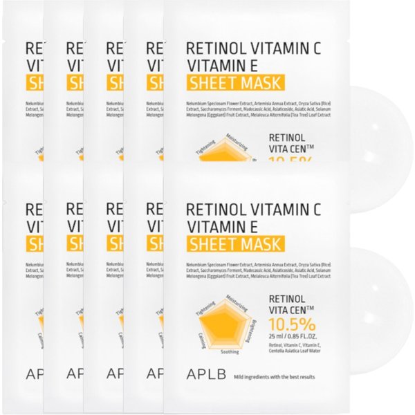 APLB - Retinol Vitamin C Vitamin E Sheet Mask (10ea) Set