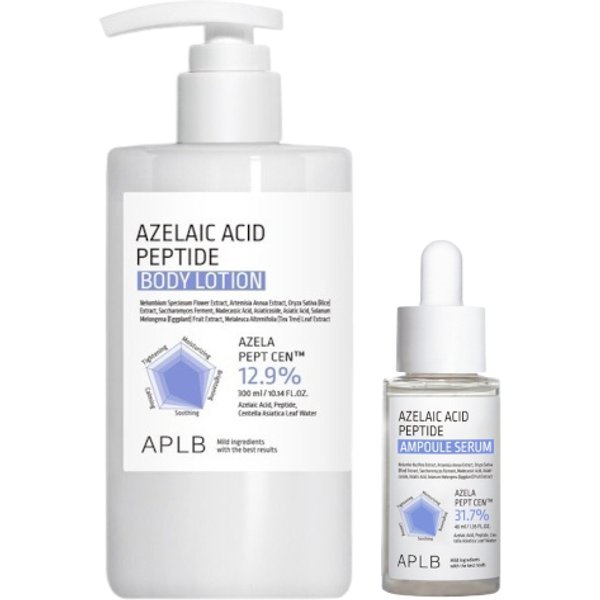 APLB - Azelaic Acid Peptide Body Lotion - 300ml (1ea) & Ampoule Serum - 40ml (1ea) Set