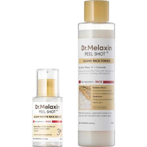 Dr. Melaxin - Peel Shot Glow Rice Toner - 200ml (1ea) & Peel Shot Glow White Rice Serum - 30ml (1ea) Set