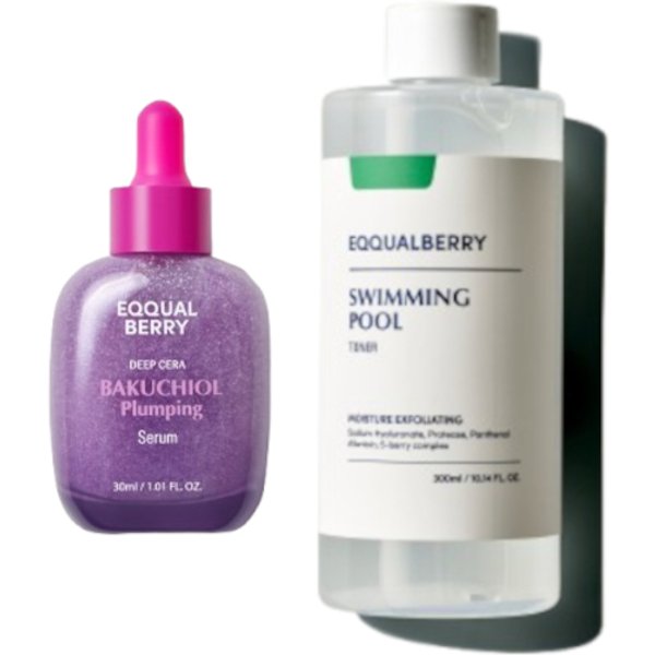 EQQUALBERRY - Bakuchiol Plumping Serum - 30ml (1ea) X Swimming Pool Daily Facial Toner - 300ml (1ea) Set