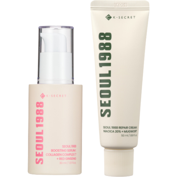 KSECRET - SEOUL 1988 Boosting Serum : Collagen Complex 7 + Red Ginseng - 30ml (1ea) & SEOUL 1988 Repair Cream : Niacica 20% +...