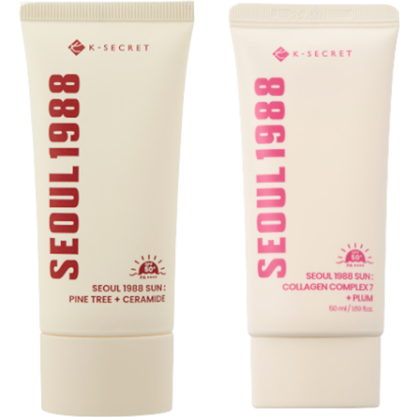 KSECRET - SEOUL 1988 Sun : Collagen Complex 7 + Plum SPF50+ PA++++ - 50ml (1ea) & SEOUL 1988 Sun : Pine Tree + Ceramide SPF50+