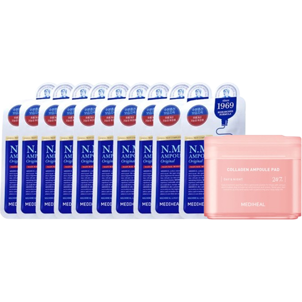Mediheal - The N.M.F Ampoule Mask (10pcs) x Collagen Ampoule Pad - 100ea (1ea) Set