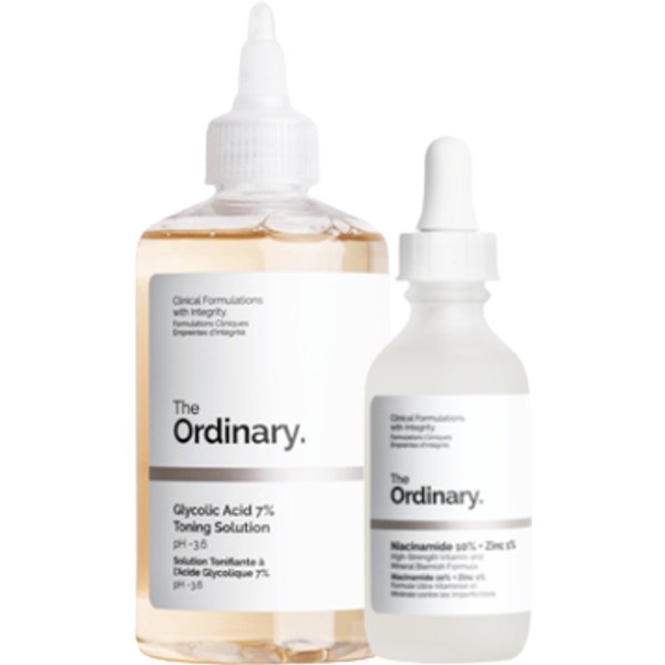 The Ordinary - Glycolic Acid 7% Toning Solution - 240ml + Niacinamide 10% + Zinc 1% - 60ml Set