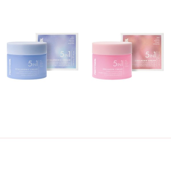 PRETTYSKIN - 5In1 Hyaluronic Cream - 50ml (1ea) + 5In1 Collagen Cream - 50ml (1ea) Set