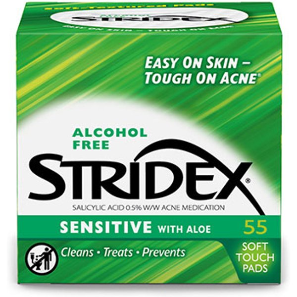 STRIDEX - Alcohol Free Sensitive Pads With Aloe GREEN - 55pcs