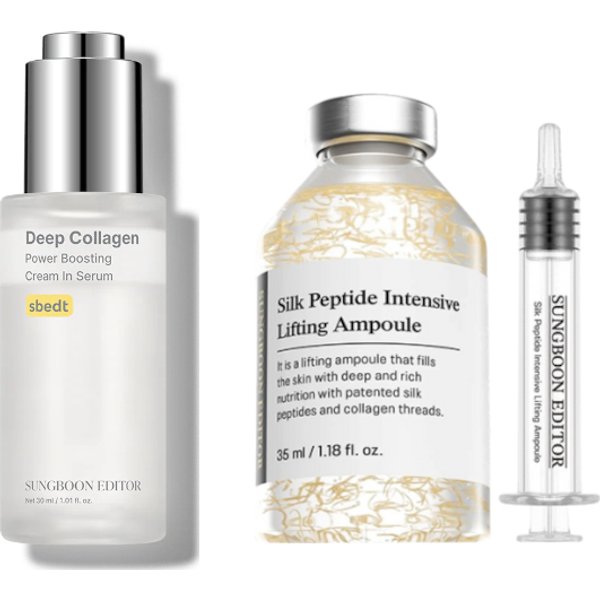 SUNGBOON EDITOR - Deep Collagen Power Boosting Cream In Serum - 30ml (1ea) + Silk Peptide Intensive Lifting Ampoule - 35ml...