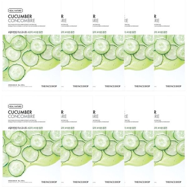 THE FACE SHOP - Real Nature Face Mask - Cucumber - 1pc (10ea) Set