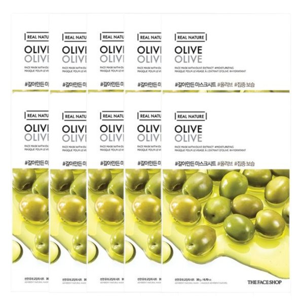 THE FACE SHOP - Real Nature Face Mask - Olive - 1pc (10ea) Set