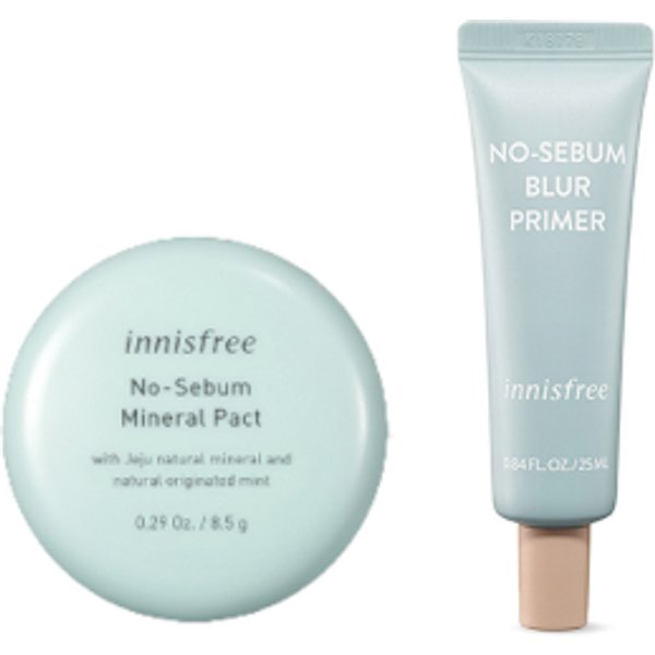 innisfree - No Sebum Blur Primer (1ea) + No Sebum Mineral Pact (1ea) Set