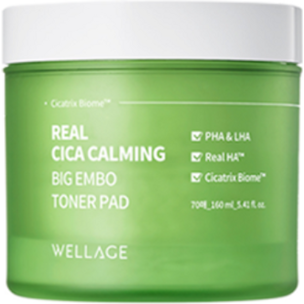 Wellage - Real Cica Calming Big Embo Toner Pad - 160ml/70pads