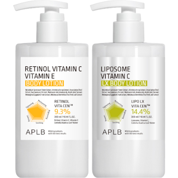 APLB - Retinol Vitamin C Vitamin E Body Lotion - 300ml (1ea) & Liposome Vitamin C LX Body Lotion - 300ml (1ea) Set