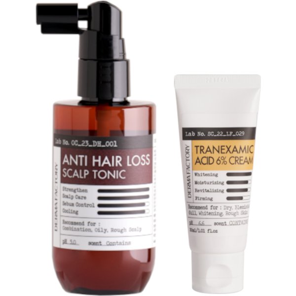 DERMA FACTORY - Anti Hair Loss Scalp Tonic - 100ml (1ea) & Tranexamic Acid 6% Cream - 30ml (1ea) Set