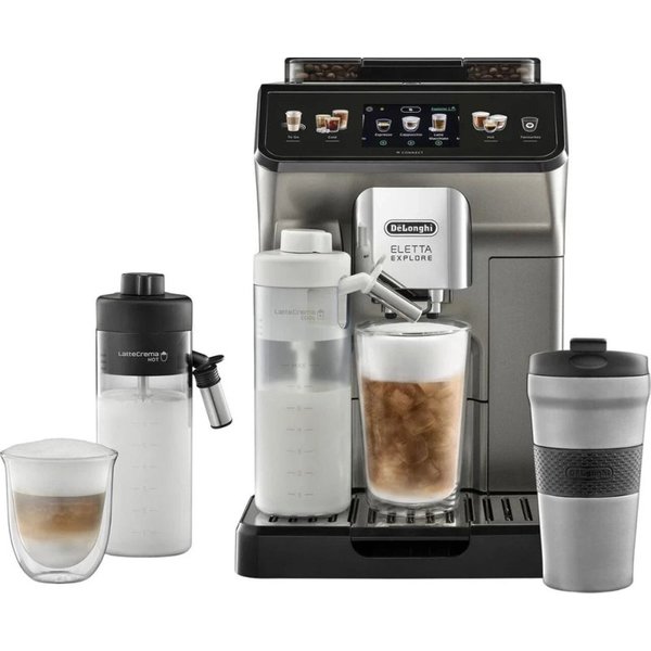 DeLonghi Eletta Explore ECAM450.86.T Kaffeemaschine mit Mahlwerk und Tassenfunktion - Silber