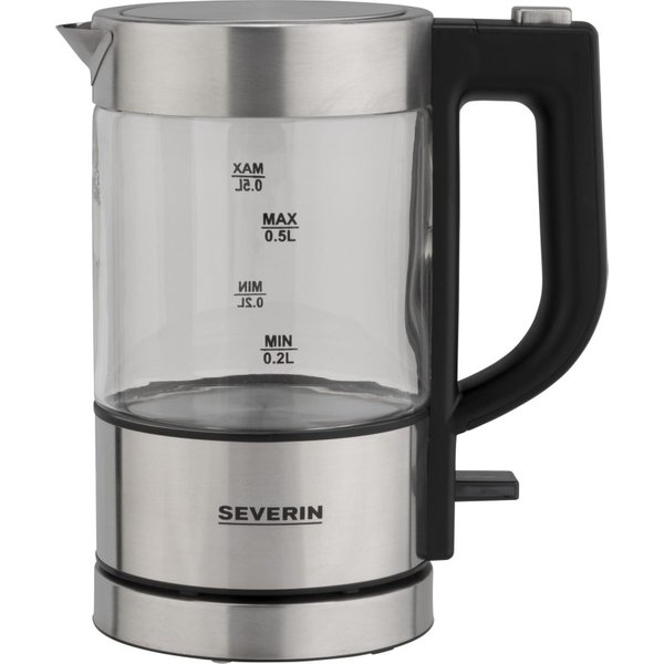 Severin 3472 Waterkoker Snoerloos, Oververhittingsbeveiliging Aantal/Volume: 0.5 l RVS (geborsteld), Zwart
