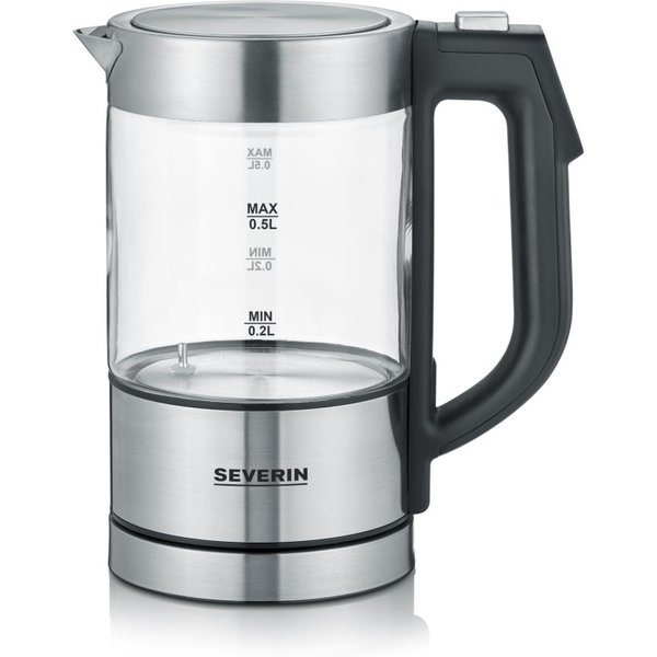Severin WK 3458 Bollitore senza filo, Senza BPA acciaio inox, Nero Capacità effettiva: 0.5 l