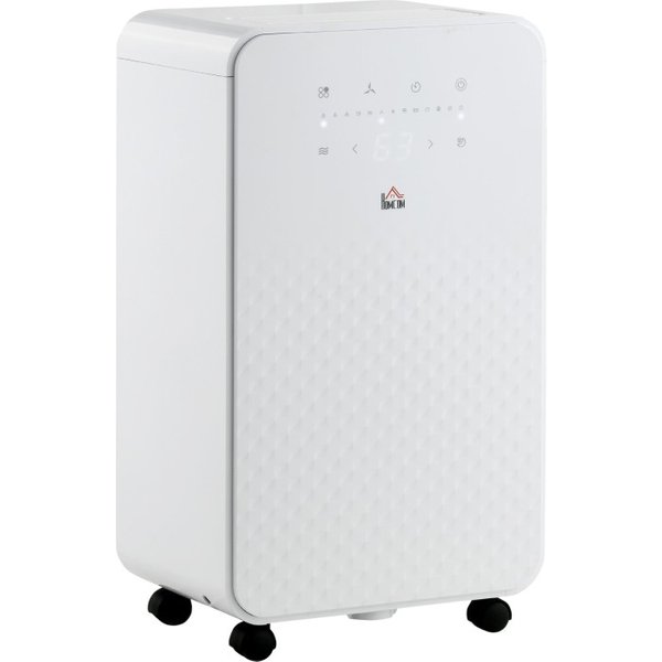 HOMCOM 2000mL Tragbarer Luftentfeuchter mit Luftreiniger, 24H Timer, 5 Modi, 10L/Tag, für Haushaltswäsche, Weiß