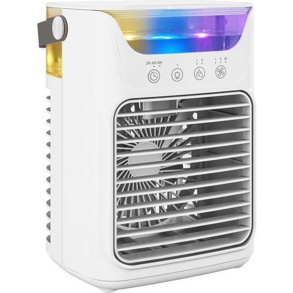 HOMCOM Luftkühler mit verstellbarem Kopf, tragbarer Klimaanlage mit 3 Windgeschwindigkeit, 2 Kühler Nebel, RGB-Licht, Weiß