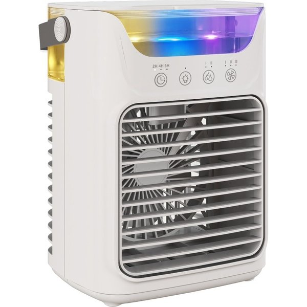 HOMCOM Air Cooler with Adjustable Head, Portable Air Conditioner with 3 Wind Speed, 2 Cool Mist, RGB Light, Grey