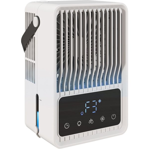 HOMCOM Tragbares Klimagerät, 4-in-1 Mini-Luftkühler mit 3 Windgeschwindigkeit, 2 Nebelmodus, 7 Farbe RGB-Licht, Schwarz und Weiß