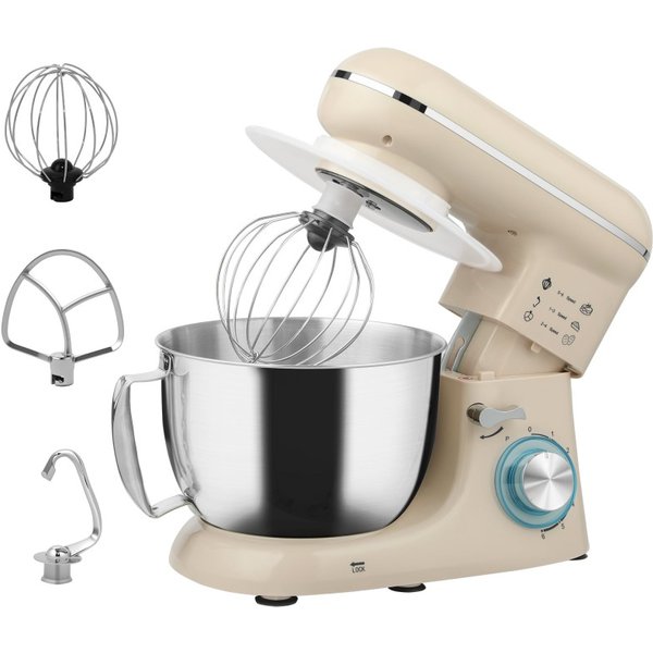 HOMCOM 1300W Køkkenstandmixer med tilbehør - beige