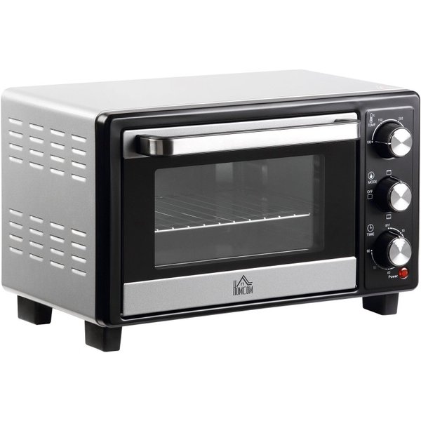 HOMCOM 16L Mini 1400W Countertop Oven - Black/Silver Tone