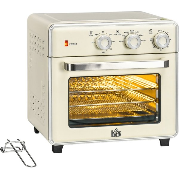 HOMCOM 20L 90-230°C Mini Electric Oven - Cream