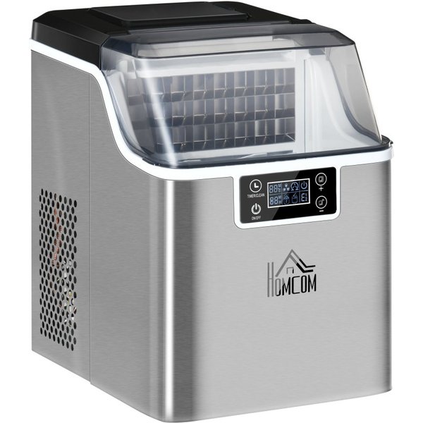 HOMCOM 3.2L Kompakt ismaskin, med LCD-skärm och tillbehör - silverfärgad