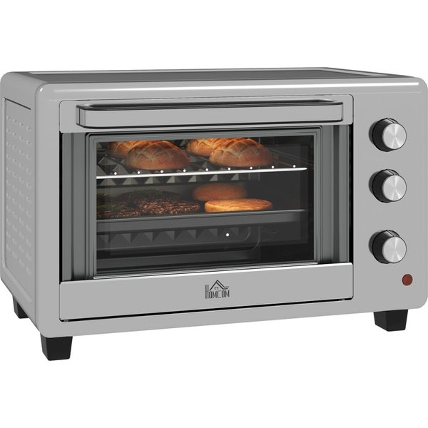 HOMCOM 30L 60-230℃ Mini elektrisk ovn, med tilbehør - sølvfarvet