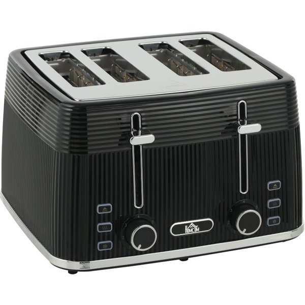 HOMCOM 4 Slice Toaster with 7 Browning Levels, Bread Toaster with Removable Crumb Tray, Black