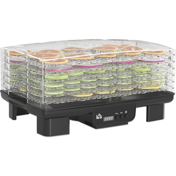 HOMCOM 40-70℃ Voedseldroger met zes lades - Zwart