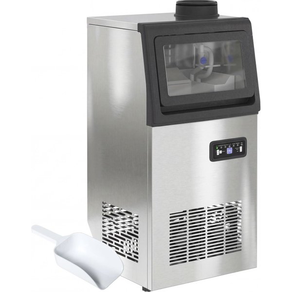 HOMCOM Commercial Ice Maker Machine, 45kg/24H Stainless Steel Under Counter or Freestanding Ice Machine, Silver