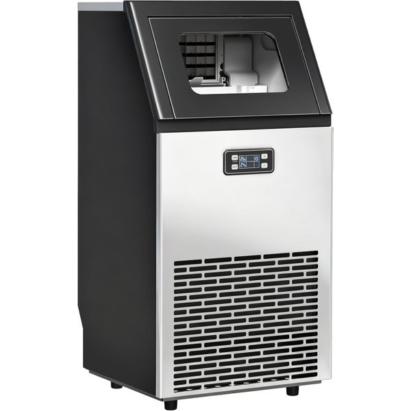 HOMCOM Kommerciel ismaskine, fritstående rustfri stål ismaskine med selvrensning, LCD-display, 45kg/24 Timer og