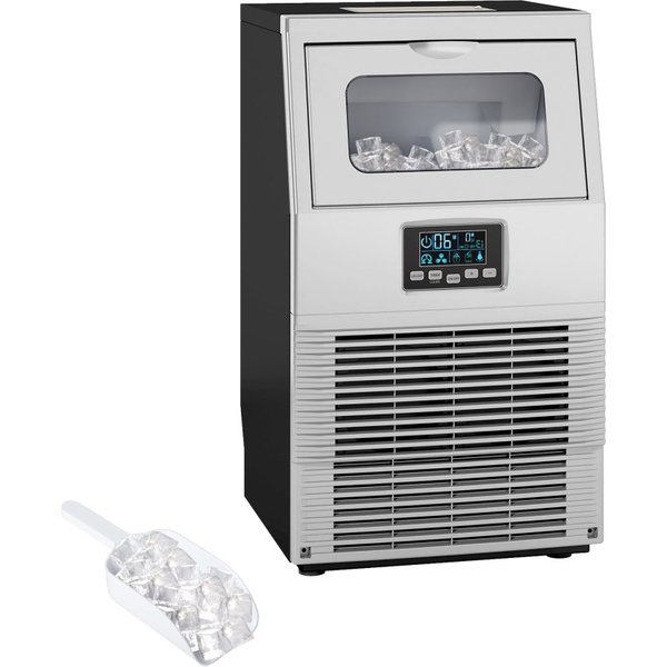 HOMCOM Gewerblicher Eisbereiter mit 4kg Eisbehälter - Silberton