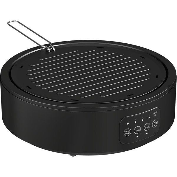 HOMCOM Elektro-Keramikkochfeld mit Grillplatte, multifunktional 36cm Stecker-Kochfeld mit 4 Heizstufen für alle Topfarten