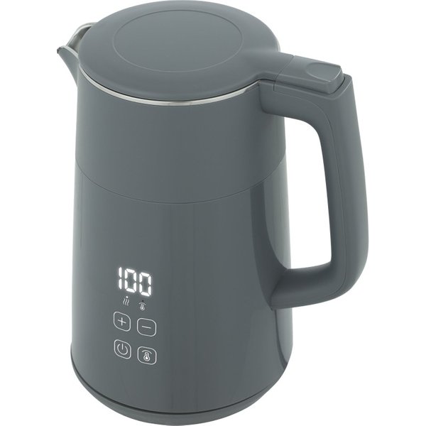 HOMCOM Electric Kettle, 1.7L Fast Boil 3kW Water Kettle with UK Strix Thermostat, LED Display, Keep Warm Function, Grey