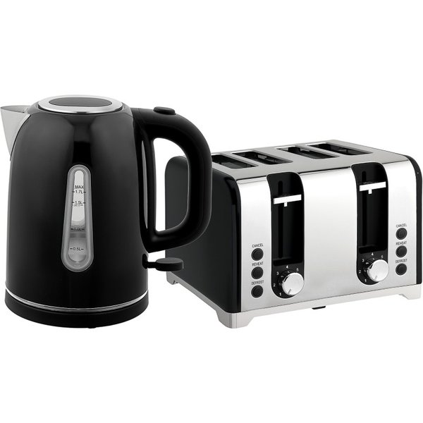 HOMCOM Kettle and Toaster Set, 1.7L 3000W Rapid Boil Jug Kettle with Otter Thermostat, Limescale Filter, 4 Slice Toaster with 7