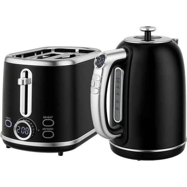 HOMCOM Bollitore e Tostapane in Stile Retro 40-100°- Nero