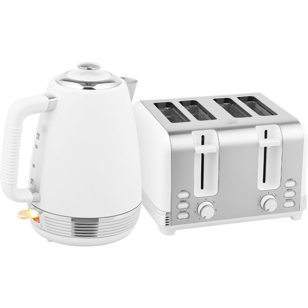 HOMCOM Edelstahl-Wasserkocher und Toaster-Set - Weiß