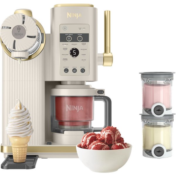 Ninja CREAMi Scoop & Swirl 13-in-1 Ice Cream & Soft Serve Maker NC701UKSTGD – Stone Gold