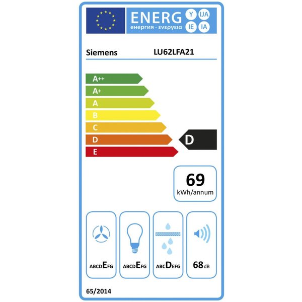 Siemens iQ100 LU62LFA21 emhætte til underskab Hvid 250 m³/h -