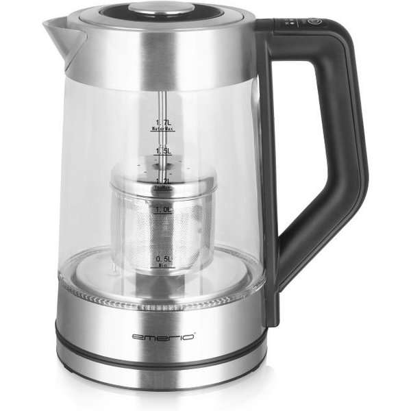 Emerio WK-122730 electric kettle 1.7 L 2200 W Black, Silver,