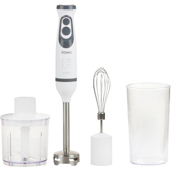 DOMO DO1089M Frullatore ad immersione 600 W con misurino, Frullatore a immersione, Sbattitore, con trituratore Bianco