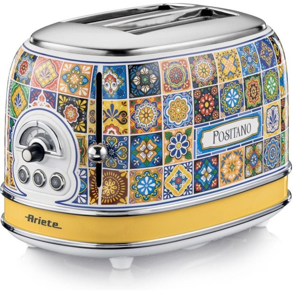Ariete 155 Toaster Positano, 810W, 2 Scheiben, 6 Bräunungsstufen, Krümelschublade, Auftaufunktion, Automatisch