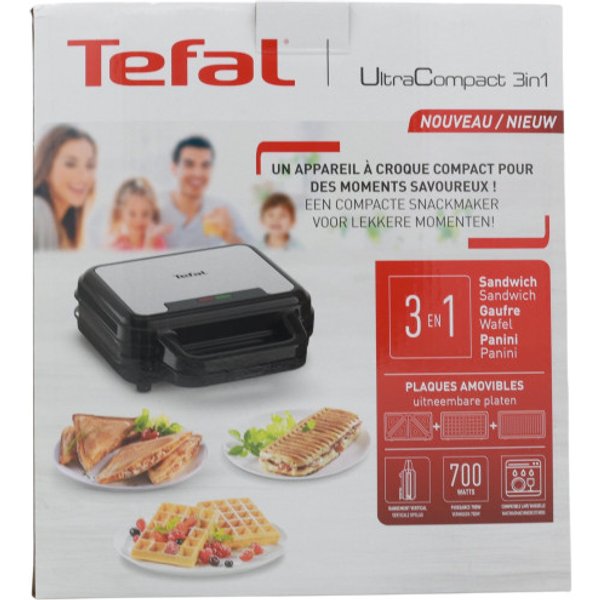 Tefal SW383D10 sandwich maker 700 W Svart, rustfritt stål