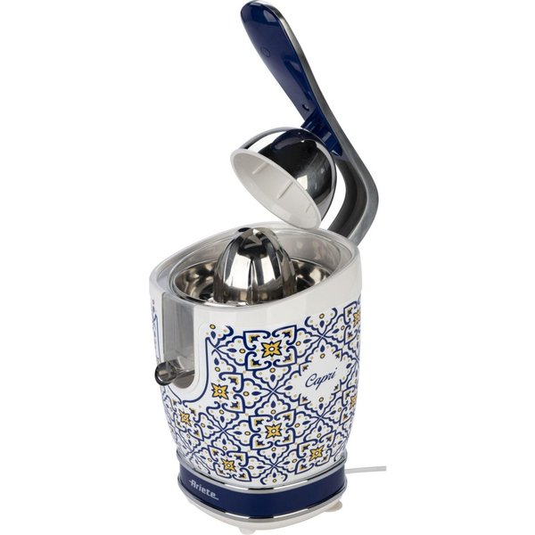 Ariete 413, Capri juicer, elektrisk juicer med spak, 2 kjegler for store og små frukter, dryppetut, stillegående