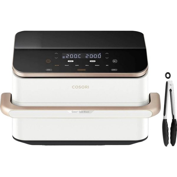 Cosori DualBlaze TwinFry 10 l 2800 W controllo via App, lavabile in lavastoviglie, Timer digitale;, Funzione grill Rosa oro, Bianco
