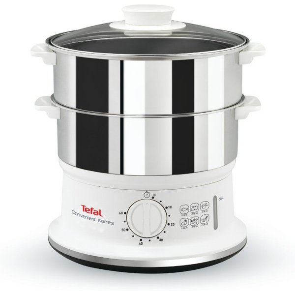 Tefal VC1451 steam cooker 2 basket(s) Freestanding 900 W White, Stainless steel