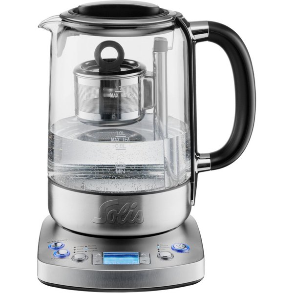 Solis 962.01 electric kettle 1.7 L 2200 W Black, Stainless steel, Transparent