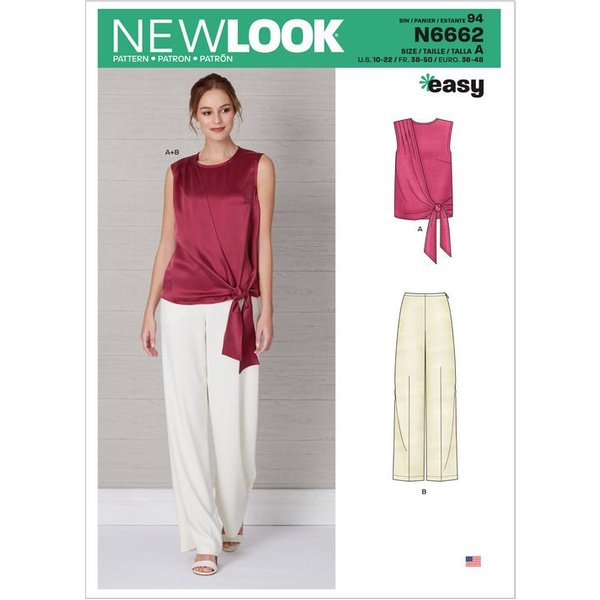Patron New Look 6662 - Haut drapé pour femme et pantalon large